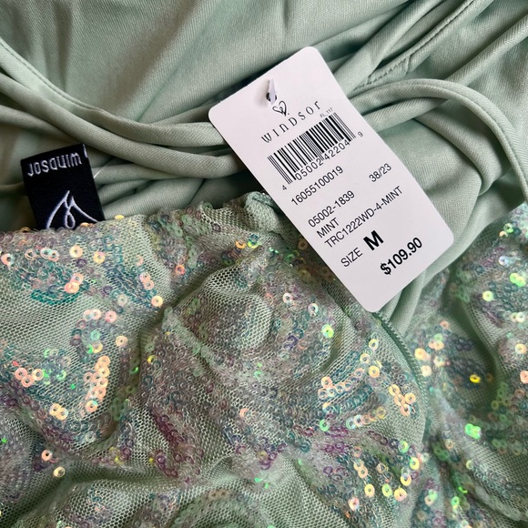 NWT Mint Green Sequin Lace Up Prom Dress - Picture 7 of 12